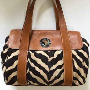 KATE SPADE Zebra Print Leather Trim Satchel EUC